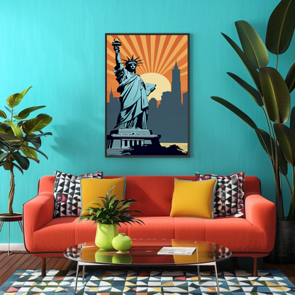 Statue of Liberty New York Vintage Travel Poster