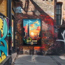 New York City Urban Skyline Poster Modern Wall Art