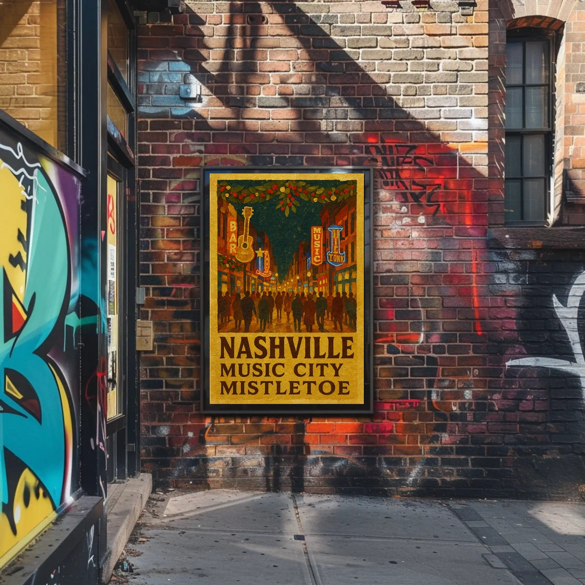 Nashville Music City Mistletoe Poster