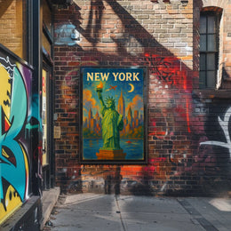New York Skyline With Statue Of Liberty Poster