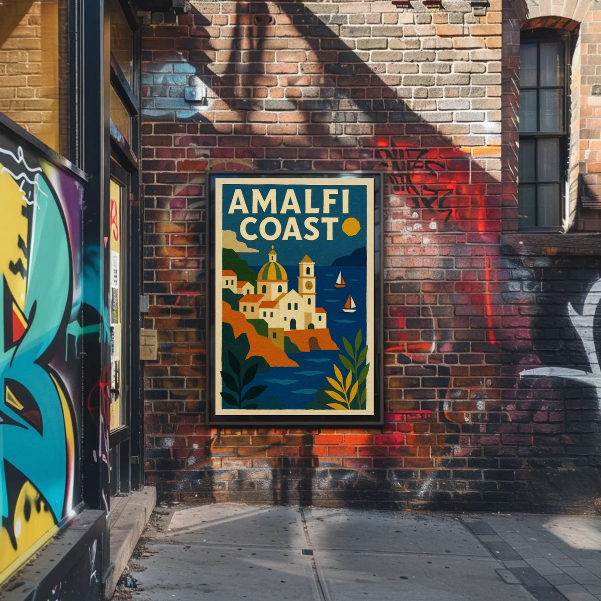 Amalfi Coast Travel Poster Wall Art for Coastal Decor
