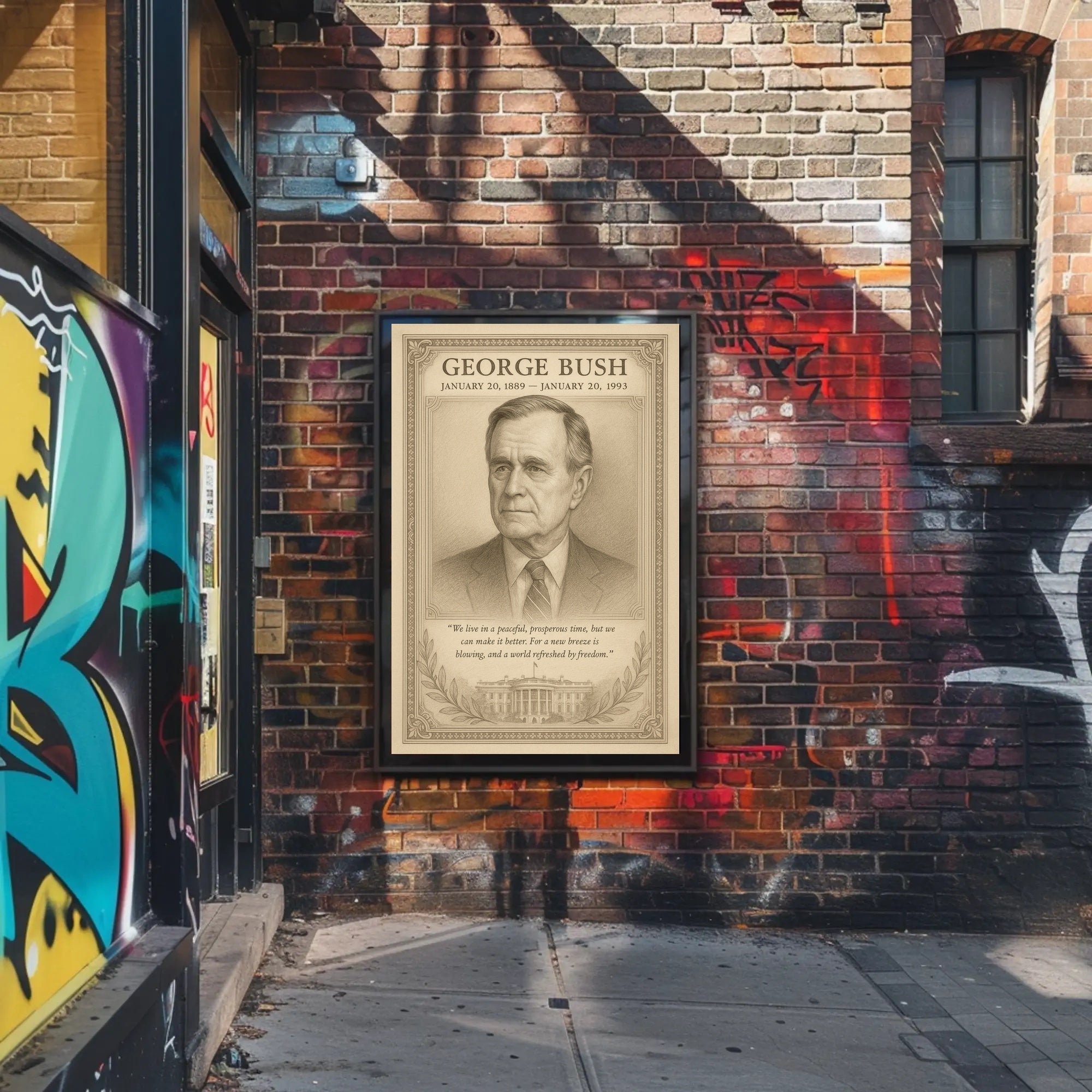 George Bush Presidential Tribute Sketch Poster PosterGoat