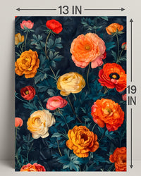 Elegant Floral Artwork on Dark Background - Artistic Poster