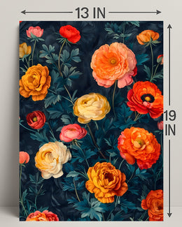 Elegant Floral Artwork on Dark Background - Artistic Poster