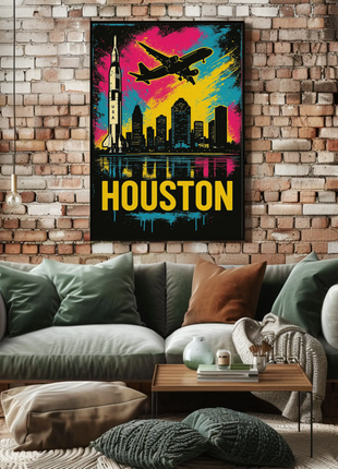 Houston Texas Rocket City Skyline Art Poster