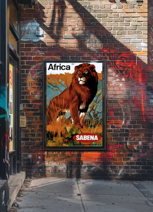 Africa Wildlife Travel Adventure Sabena Airlines Poster
