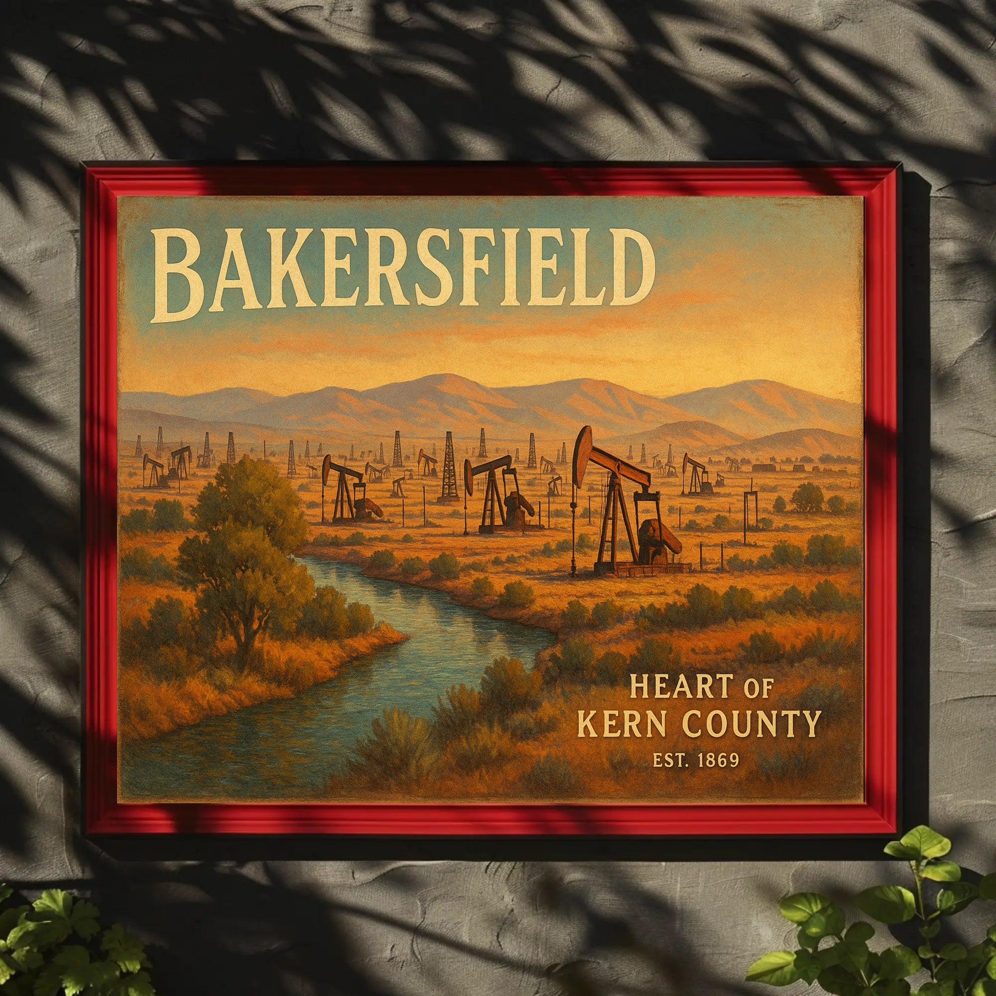 Bakersfield Oil Fields Vintage Poster Art