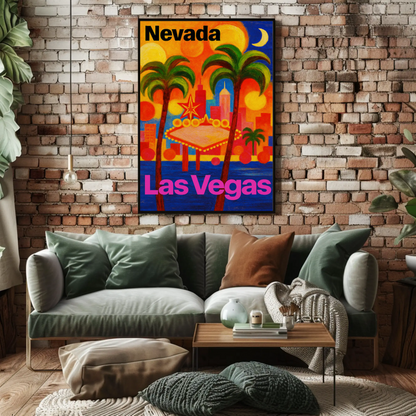 Nevada Las Vegas Neon Lights Nightlife Poster Poster