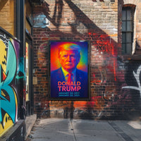 Donald Trump 45th President of the United States Neon Gradient Overlay Poster
