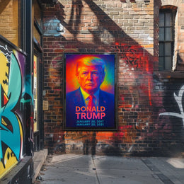 Donald Trump 45th President of the United States Neon Gradient Overlay Poster