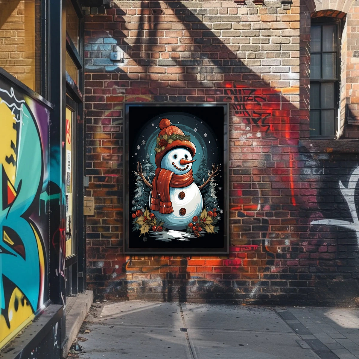 Festive Snowman In Winter Wonderland Poster