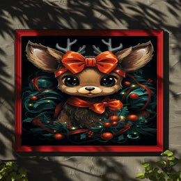Festive Reindeer Illustration Poster
