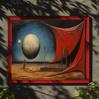 Surreal Spheres in Desert Landscape Artistic Poster