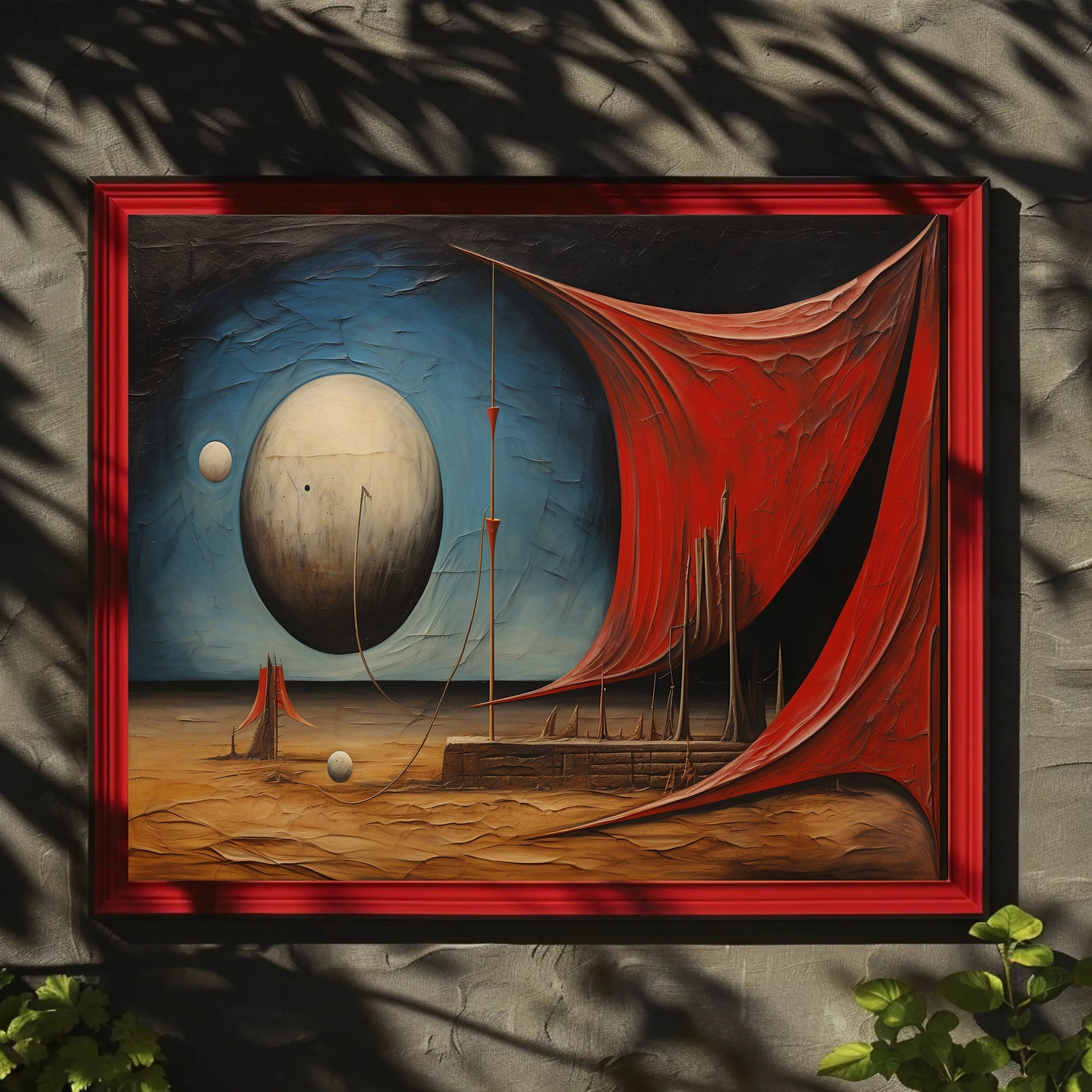 Surreal Spheres in Desert Landscape Artistic Poster