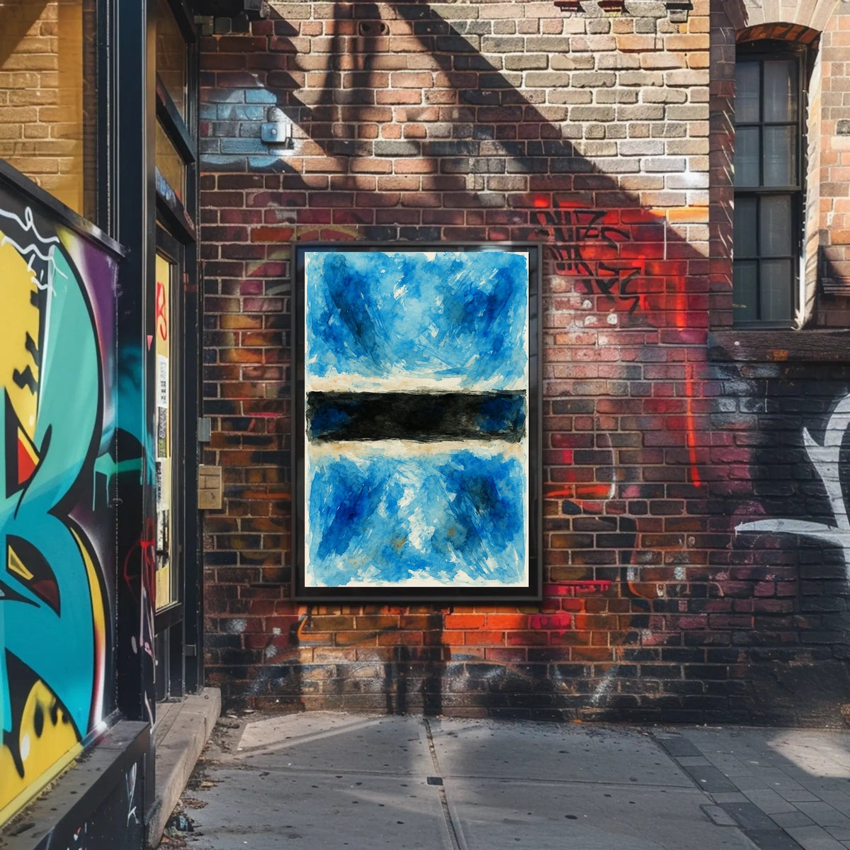 Abstract Blue And Black Composition Poster