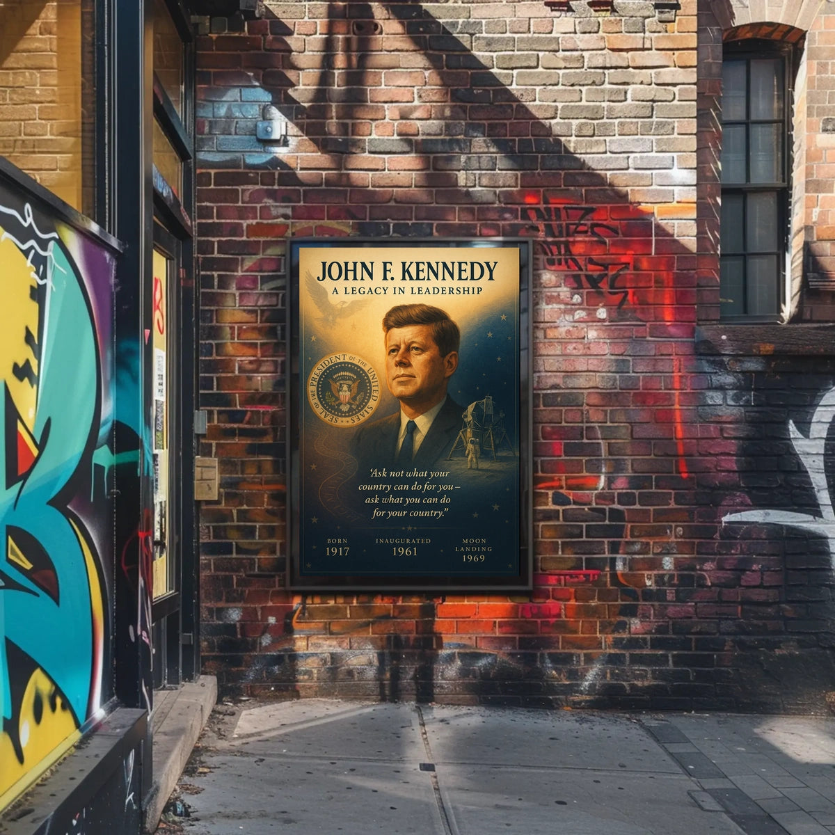 John F. Kennedy Leadership Legacy Vintage Poster