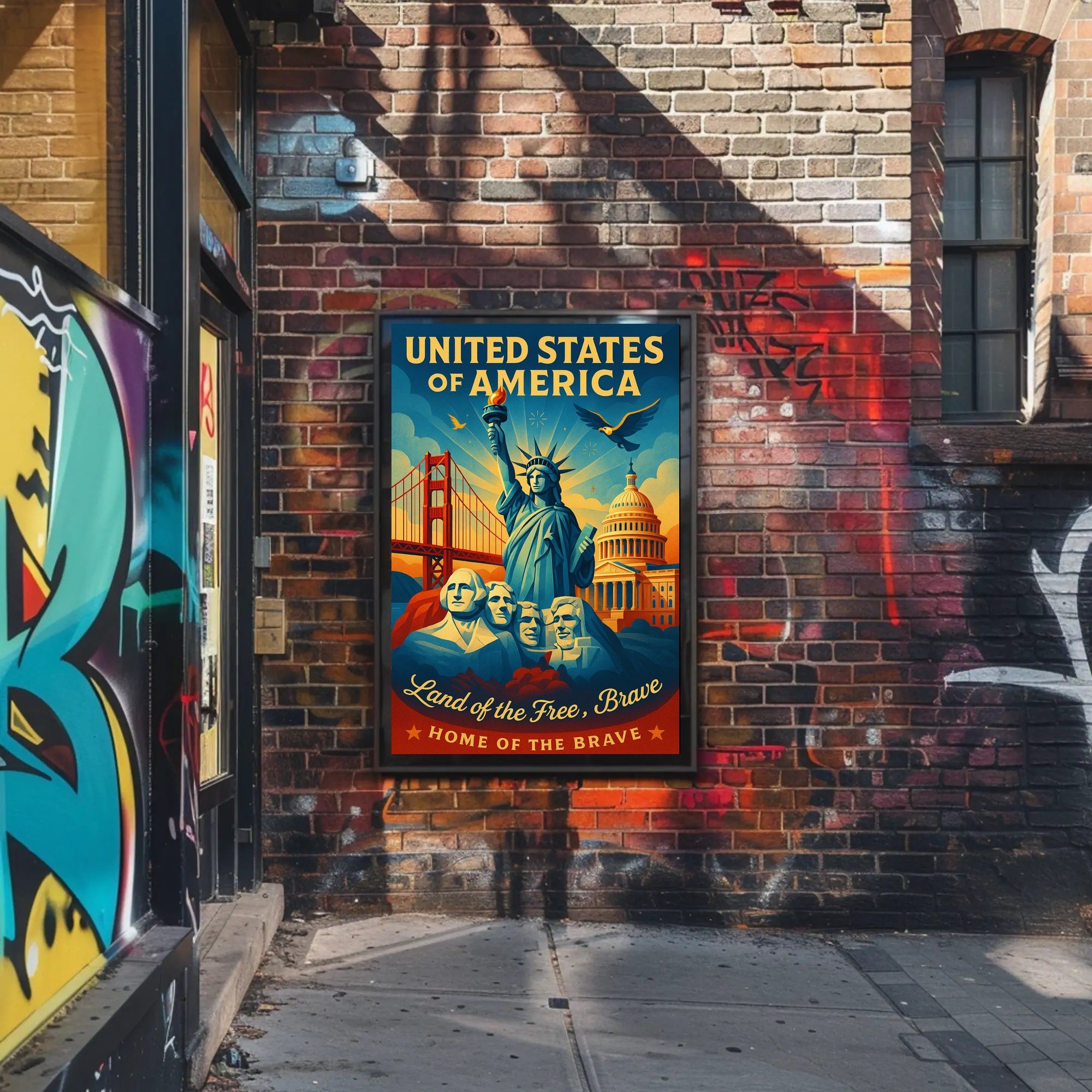 United States of America Land of the Free Poster PosterGoat