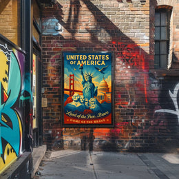 United States of America Land of the Free Poster PosterGoat