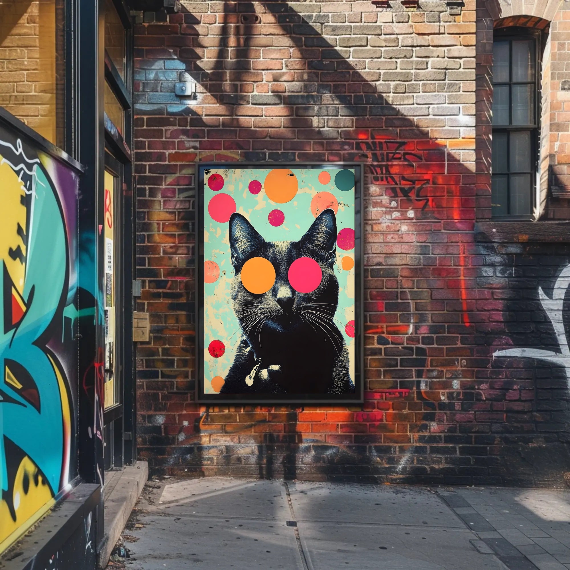 Psychedelic Cat Poster Abstract Wall Art Print