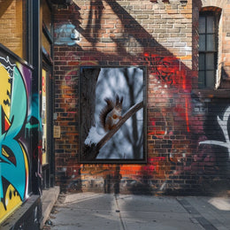 Squirrel on Snowy Branch Animal Poster