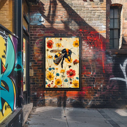 Vibrant Bee Meadow Art Print: Animal Poster