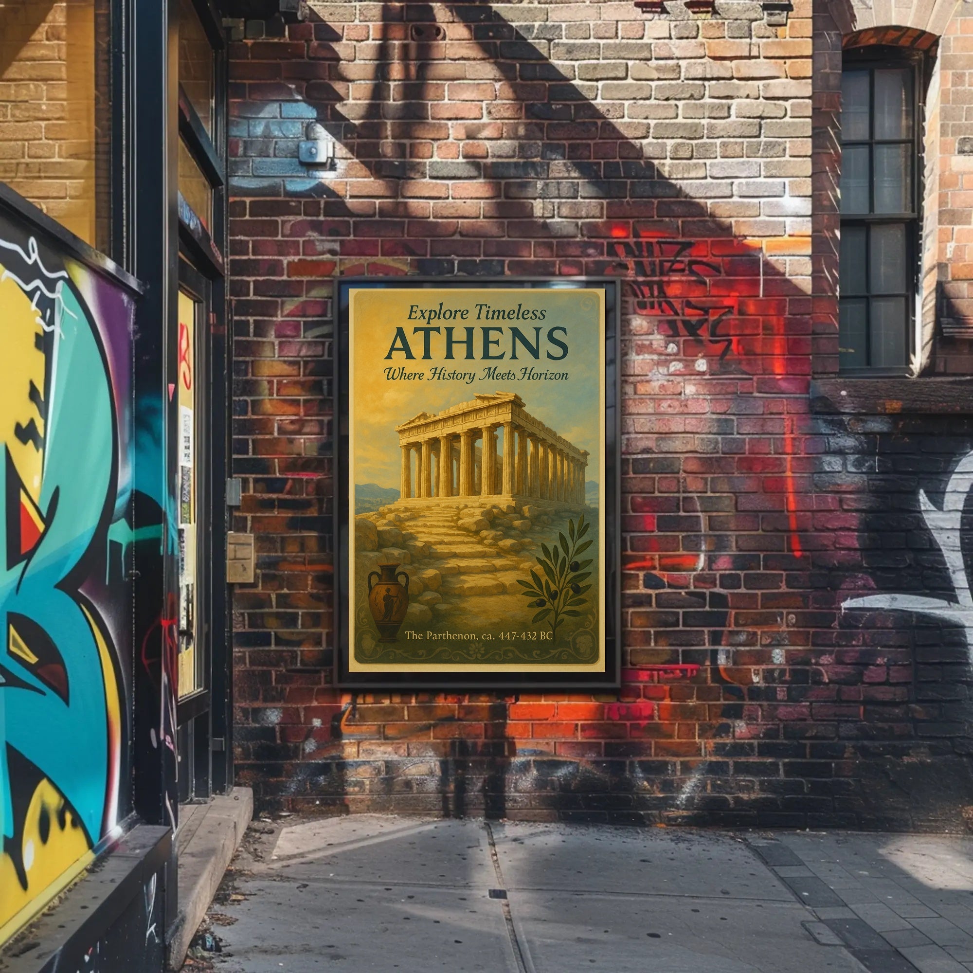 Parthenon Vintage Athens Travel Art Poster