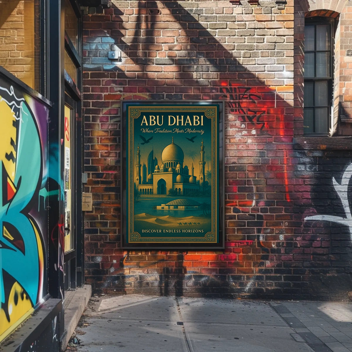 Abu Dhabi Oasis Where Tradition Meets Modernity Travel Poster