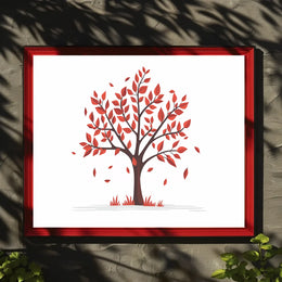 Autumn Serenity Tree Poster: Vibrant Fall Illustration