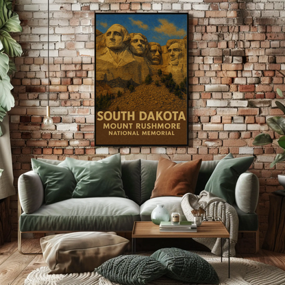 Mount Rushmore National Memorial Realistic Style Travel Poster