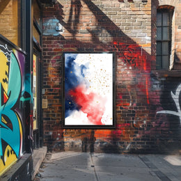 splash design in red white and blue tones Poster