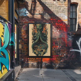 The Kraken Awakens Art Print Poster for Home Decor and Wanderlust Enthusiasts PosterGoat
