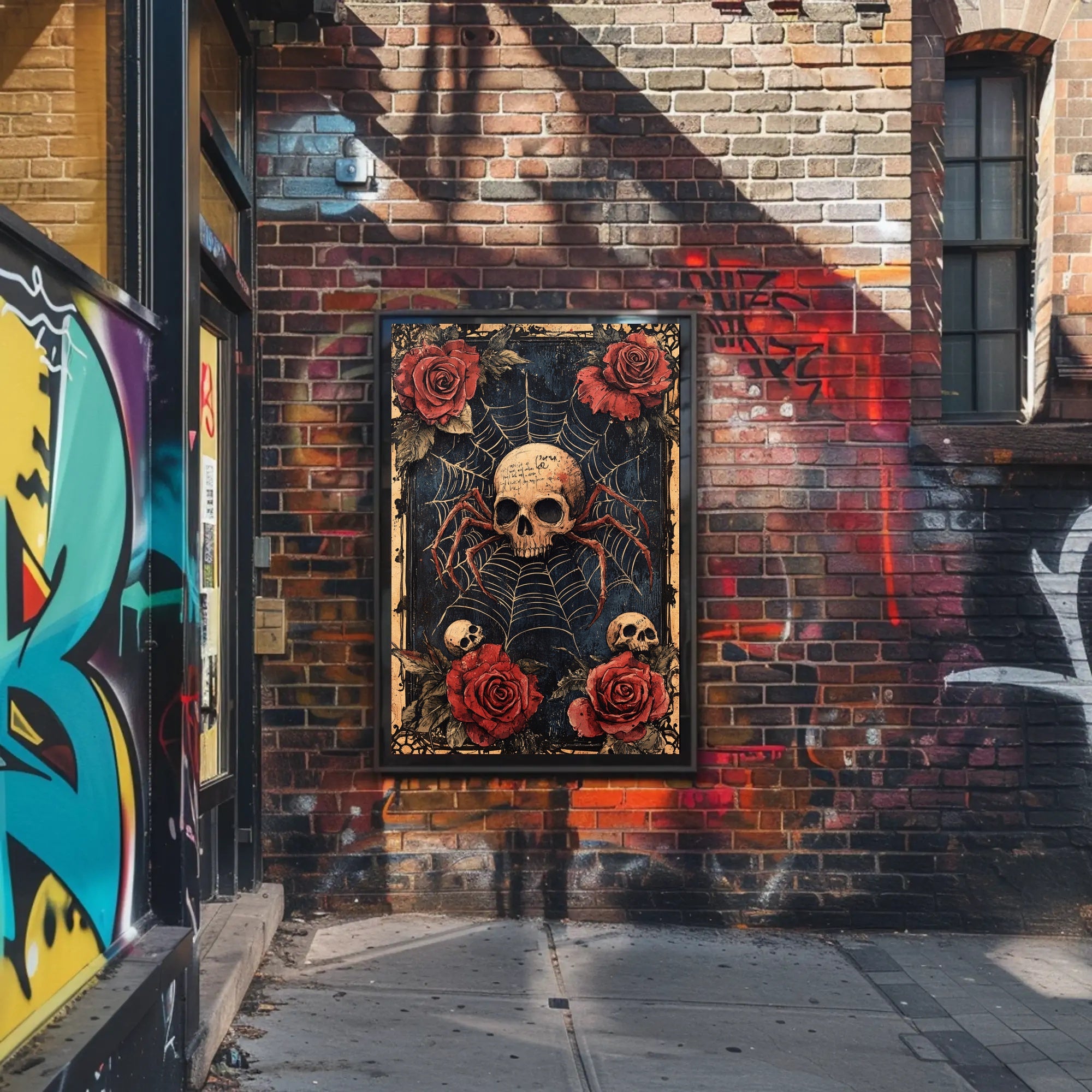 Web Of Roses And Skulls Poster