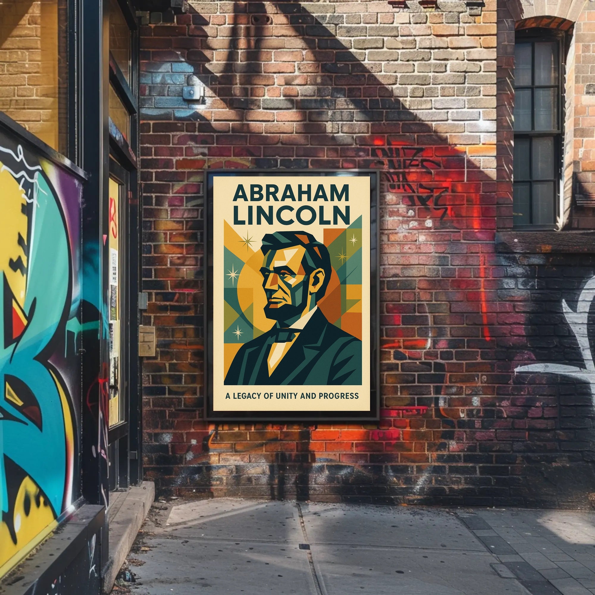 Abraham Lincoln A Legacy of Unity and Progress Poster PosterGoat
