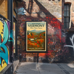 Vermont Scenic Travel Poster Vintage Nature Print