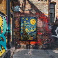 Starry Night Scene with Swirling Stars Artistic Poster