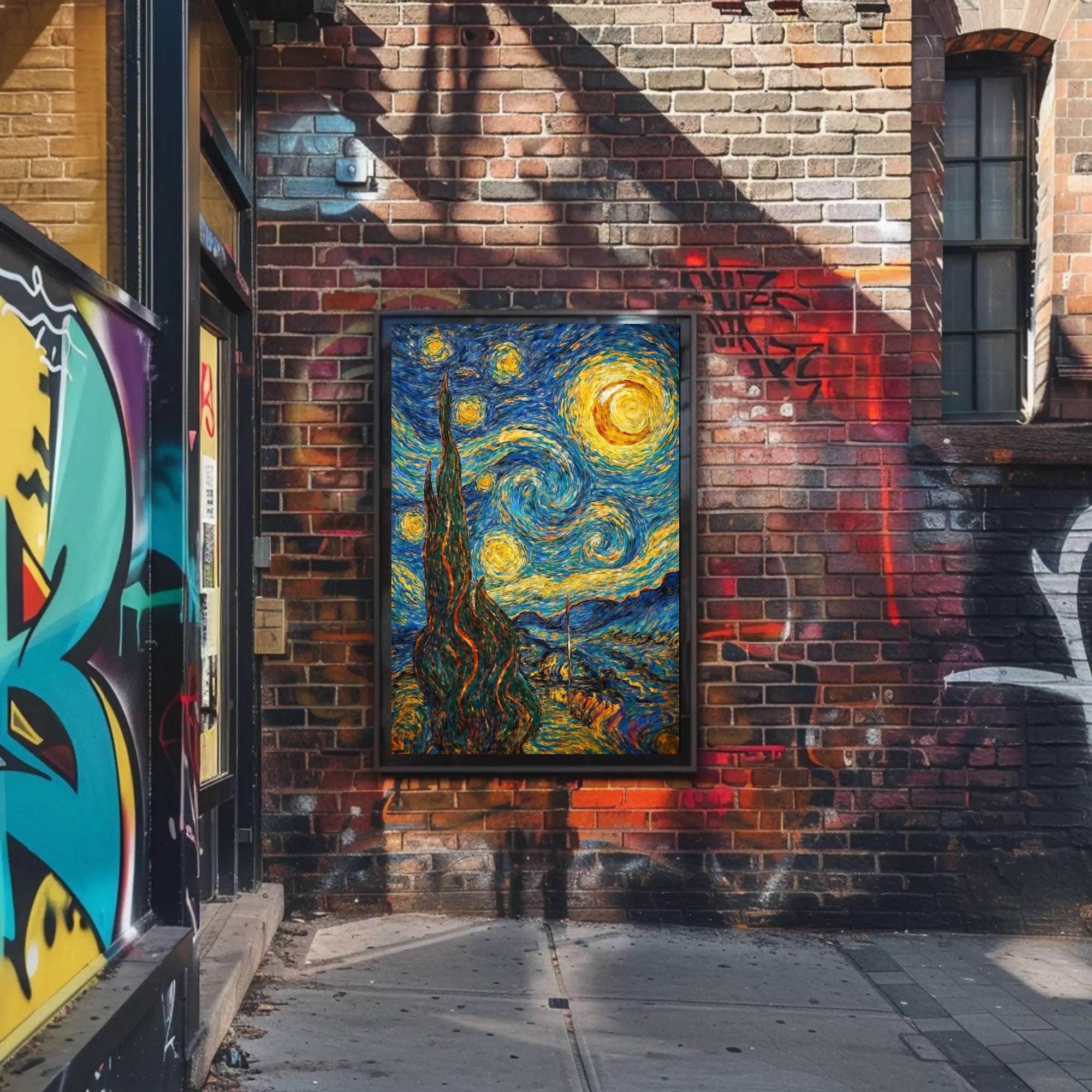 Starry Night Scene with Swirling Stars Artistic Poster