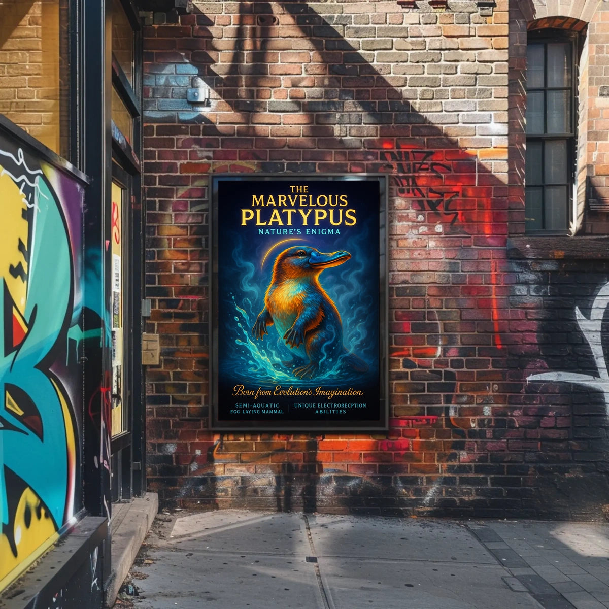 Platypus Wonders: Vibrant Creature Celebration Animal Poster