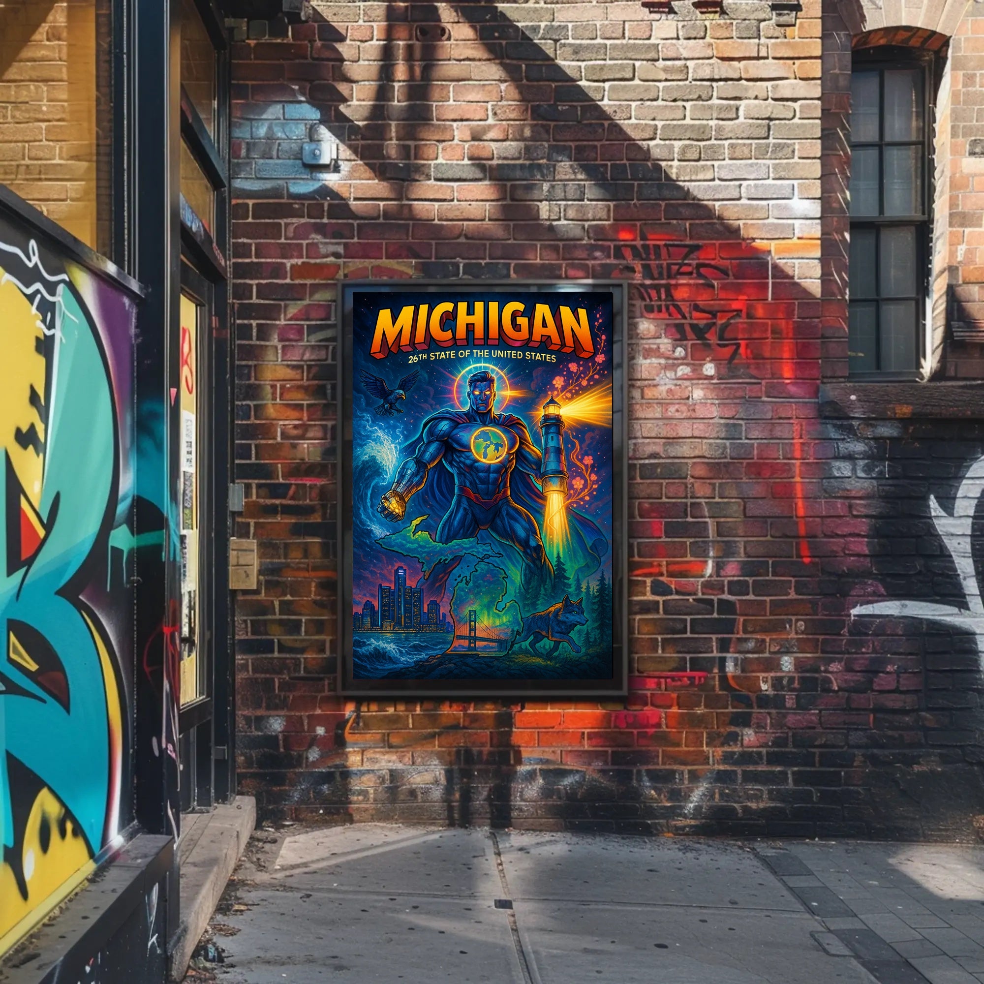 Michigan Superhero Adventure Poster - Cultural or Heritage Poster