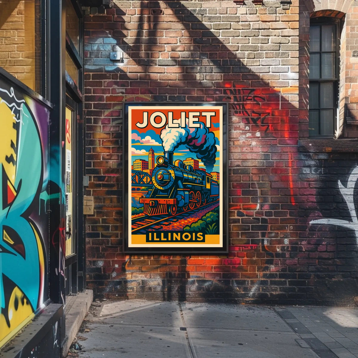 Joliet, Illinois Vintage Train Poster