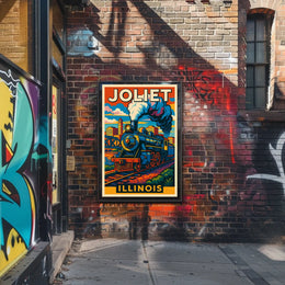 Joliet, Illinois Vintage Train Poster