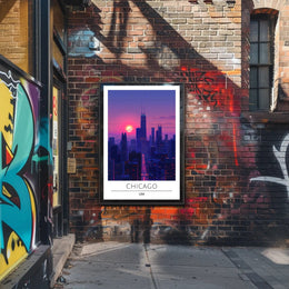 Chicago Skyline at Sunset Urban or Cityscape Poster