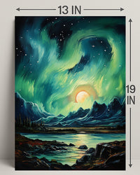 Aurora Over The Mountains Poster