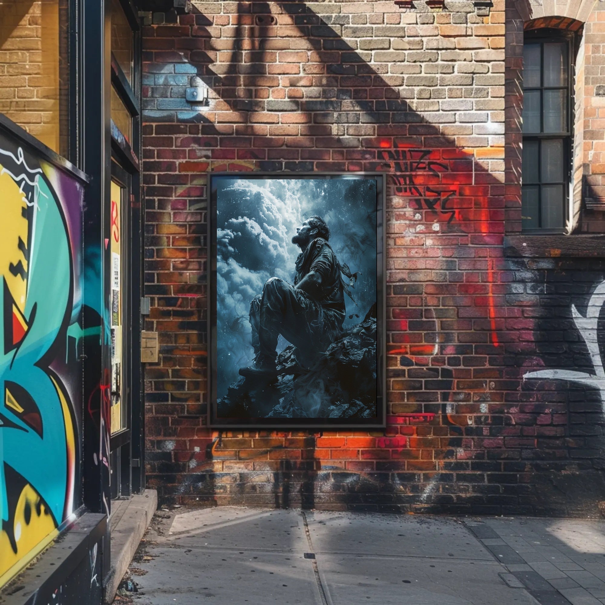 Haunting Horror Poster: Skeletal Figure with Red Eyes PosterGoat