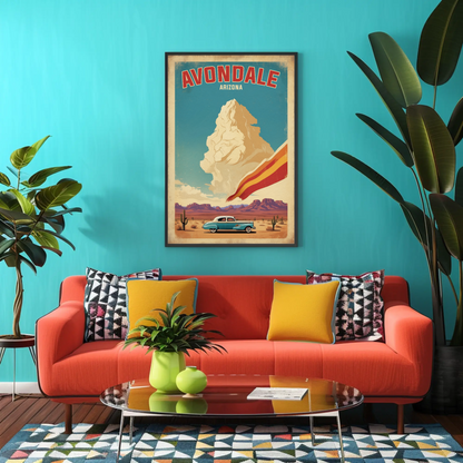 Avondale Arizona Desert Drive Vintage Travel Poster