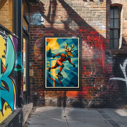 Dashing Deer on Ice: Abstract Sports Poster