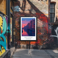 Amsterdam Evening Canal Scene: Urban or Cityscape Poster