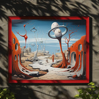 Surreal Alien Landscape with Humanoid Sci-Fi Poster