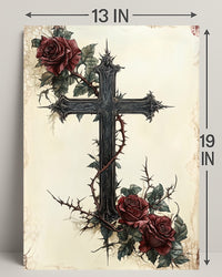 Gothic Cross And Roses Poster