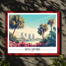 Singapore Cityscape with Marina Bay Sands Travel Poster