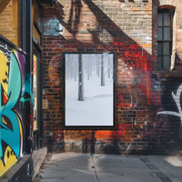 Winter Serenity: Minimalist Snow Forest National Park Poster